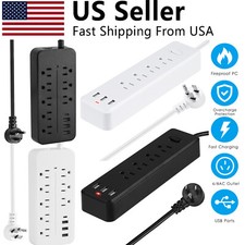 4/8-Outlets Surge Protector Power Strip with 8 AC Outlets  3 USB  1 Type-C USA