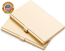2PCS Gold Business Card Holder Case Aluminum Alloy Metal Business Card Case Orga