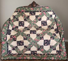 Vintage Handmade Floral Patchwork Quilt Throw 60x60 Country Cottage Farmhouse