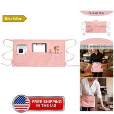 Server Apron with 5 Pockets Half Apron ApronHalf Waiter Waist Short Apronfor ...