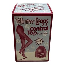 Vintage Winter L eggs Control Top Opaque Pantyhose Wine Size Q