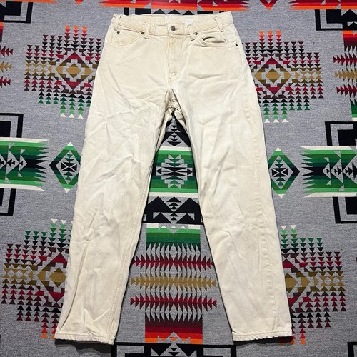 Vintage Levi’s 505 Jeans Orange Tab Mens 30x28 Straight Leg Beige Denim USA A2