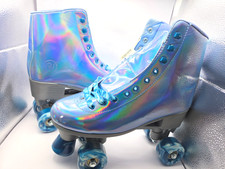 JajaHoHo Roller Skates Holographic purple w/Blue wheels High Top-women 10