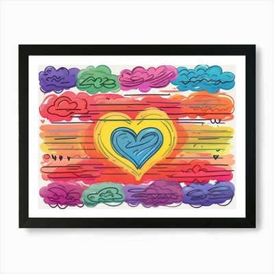 Herz mit Wolken Kunstdruck gerahmt Wandbild Poster Leinwanddruck Bild