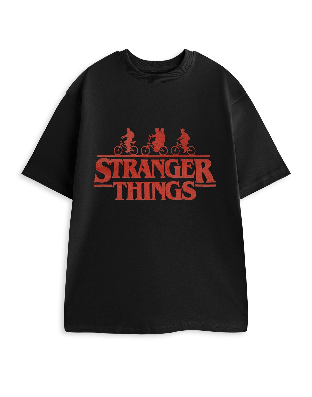 Stranger Things Schwarz Bikes Logo Kurzärmeliges T-Shirt Männer
