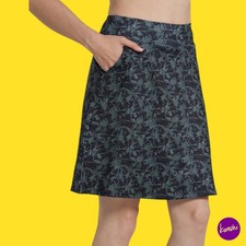 WESTKUN Women's Knee Length Skort, Tennis Skirt with Inner Shorts, Green, UK XXL