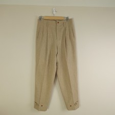 Vintage Ralph Lauren Country Wool Pants Womens 14 Tan Beige Pleated USA Union