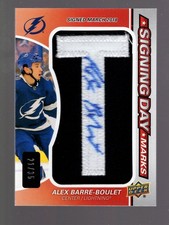 2020-21 Alex Barre-Boulet SP Game Used Signing Day Marks 21/35 Lightning