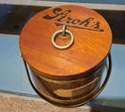 Vintage Stroh’s Beer Wooden Barrel Keg Cooler Small Advertising Brewery Bar sign