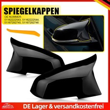 2X Glanz Schwarz Spiegelkappen Geh�use F�r BMW F20 F21 F22 F30 F31 F32 F33 F36