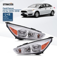 For 2015-2018 Ford Focus Chrome Halogen Headlights With Led Drl Left Right Pair For 2015-2018 Ford Focus Chrome Halogen Headlights With Led Drl Left Right Pair