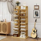 13-Tier Tall Narrow Bookshelf | Slim Corner Spine Bookcase for Small Spaces