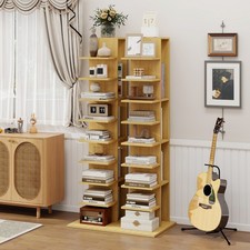  13-Tier Tall Narrow Bookshelf | Slim Corner Spine Bookcase for Small Spaces