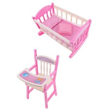 Lebensechter Babybedarf Wiege & Hochstuhl f&uuml;r Reborn Puppenm&ouml;bel Spielset