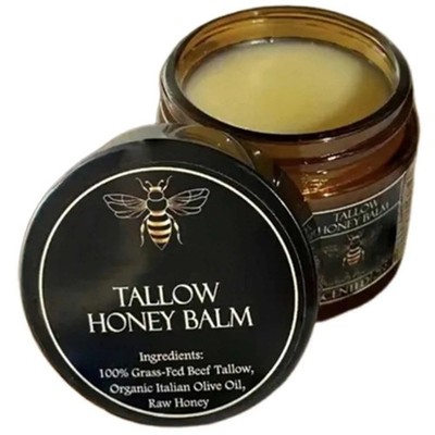 Organic Grass Fed Beef Tallow Balm With Raw Honey Moisturizing Cream For Soft Sm