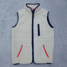 Mini Boden Sherpa Fleece Vest Ivory Size 11 - 12 Y Deep Pile Sleeveless Full Zip