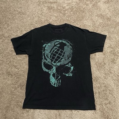 Grenade Skateboard Shirt Mens Large Skull Grunge Skater Short Sleeve Y2K Black 