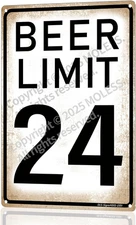 "Beer Limit 24" Funny Bar Sign or Man Cave Decor – Vintage Metal Signs | 12X8″ D