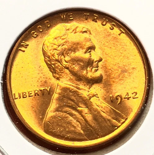 1942-P Lincoln Wheat Cent Penny GEM RED BU From an Original Bank Roll