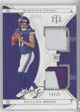 2021 National Treasures Rookie Dual Materials Holo Silver /25 Kellen Mond s3g