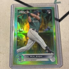 2022 Topps Chrome Cal Raleigh #149 Green & Yellow Sonic Pulse Refractor /99 (RC)