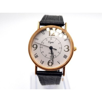 Capri Watch Women New Battery 28mm black Leather Band Swiss