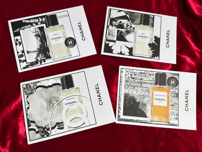4x Chanel Postkarte: Jersey, Boy, Gardenia, Cuir de Russie-Les Exclusifs Edition