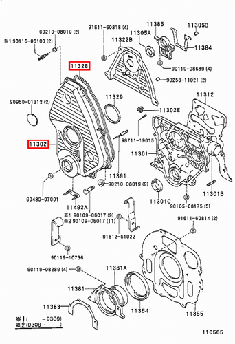 Genuine Hiace LH212 LH202 LH200 LH184 LH174 LH172 5L Timing Belt Cover w Gasket - Picture 7 of 20