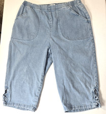 Croft & Barrow Women’s Pull On Denim Capris Sz 1X Blue Pockets