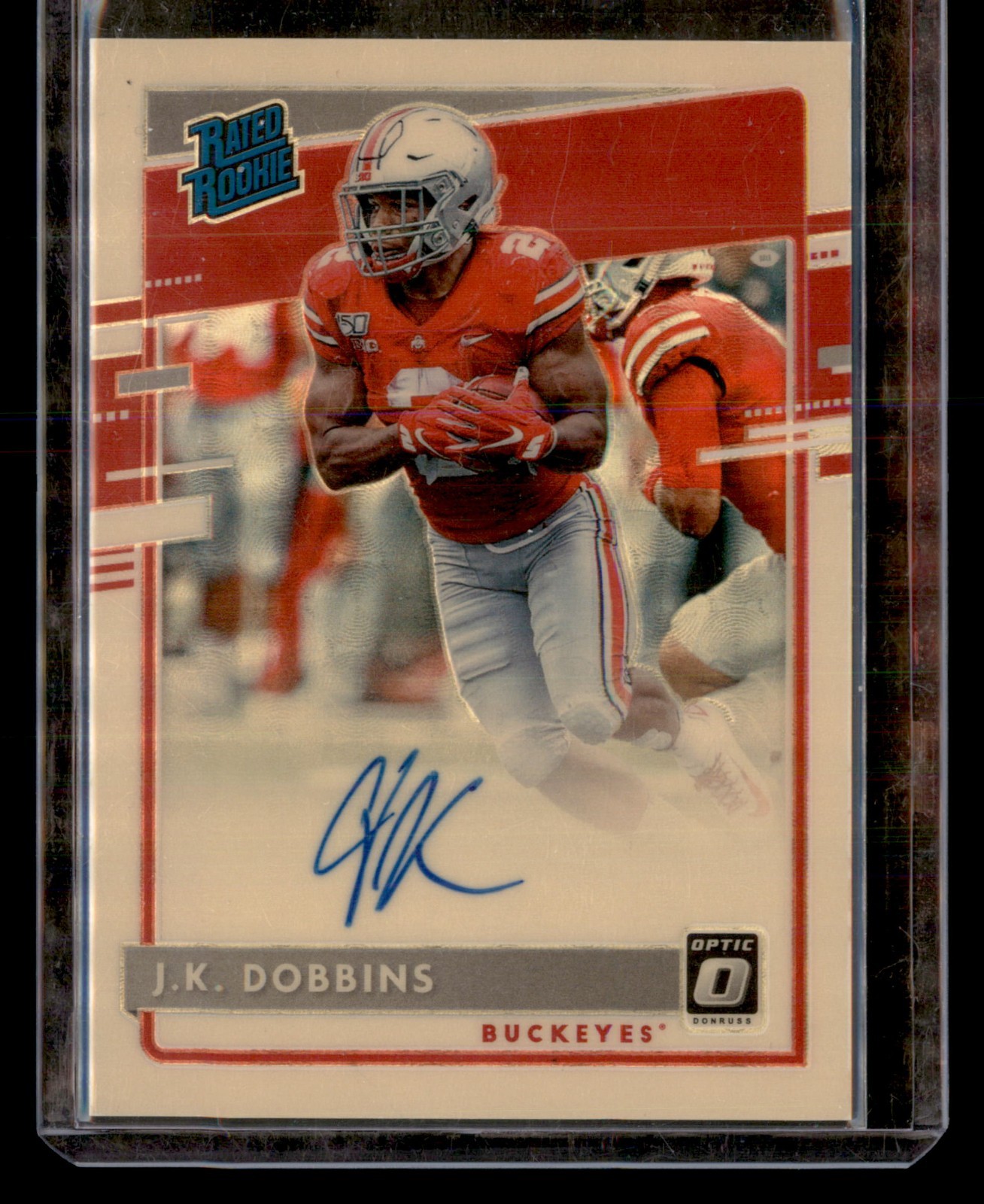 JK Dobbins Panini Chronicles Draft Picks Donruss Optic Rated Rookies Autographs #16 Gold Vinyl