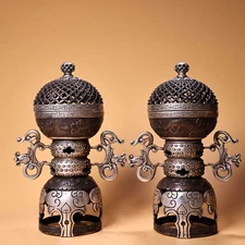 Rare old collection, pure copper, all copper, gilded silver incense burner