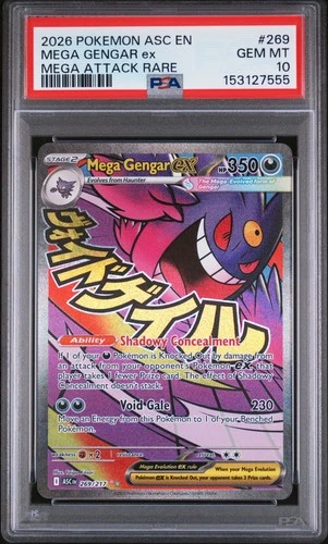 2026 POKEMON ASC EN-ASCENDED HEROES MEGA ATTACK RARE #269 MEGA GENGAR EX PSA 10
