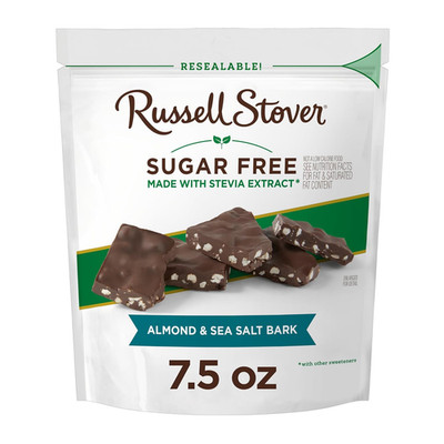 Sugar Free Dark Chocolate Almond & Sea Salt Bark, 7.5 Oz Bag (  24 Pieces)