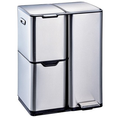 HAJA Kitchen Pedal Bin, Waste Separator, Recycling, Stainless Steel, with Bin...
