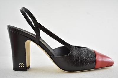 Chanel 26S Blazy Dark Brown Red CC Coco Sling Slingback Block Heel