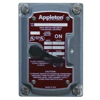 Appleton Electric Edsf21q Cover/Chamber/Switch, 1-Pole, 1Gang, 20A