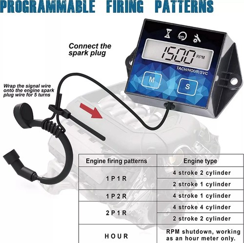 Small Engine Hour Meter Tachometer Maintenance 2/4 Stroke Beach Bike Kart - Picture 3 of 8