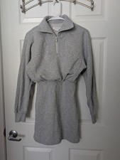 Urban Revivo Gray Sweater Long Sleeve Short Dress XS Collared Zip Solid
