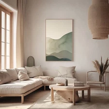 Hand Painted Oil Painting on Canvas Abstract Wall Art Living Room Green mountain