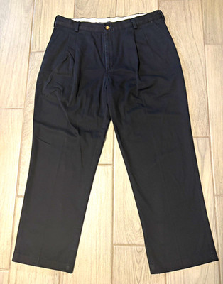 Dickies Men s Black Pleated Work Pants Straight Twill Slash Pockets 36