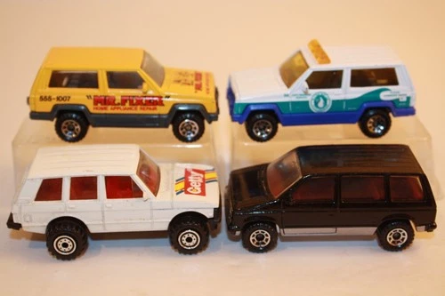 4 Vintage 1980's - 1990's Matchbox / Hot Wheels JEEP / LAND ROVER / CARAVAN