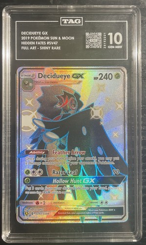 PSA 10 Pokémon TCG Decidueye GX Hidden Fates SV47/SV94 Holo Full Art TAG 10 - Picture 1 of 2