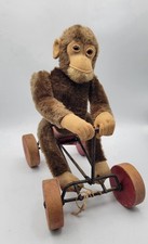 Antique Steiff Record Peter Monkey On Riding Cart Pull Toy