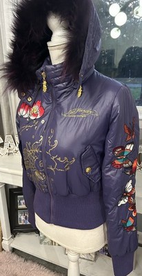RARE VINTAGE Ed Hardy Christian Audigier Purple Cropped Jacket