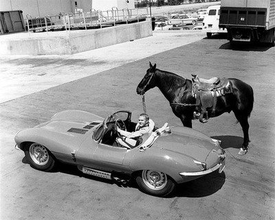 1960 Steve McQueen His Jaguar XKSS & Horse From Wanted Dead or Alive 8x10 Photo