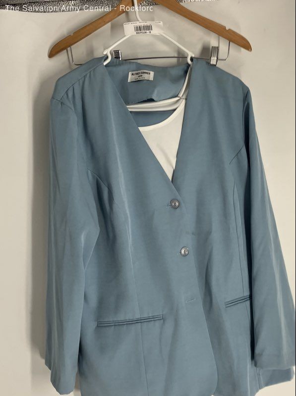 Alfred Dunner Womens Blue Pockets Long Sleeve 3 Piece Suit Set Size 18W