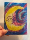 ACEO original 2.5x3.5 oil pastel- The Moon by Gigi — photo 1