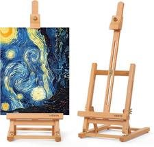 25" H-Frame Tabletop Easel for Painting, Adjustable Beech Wood Table Top Easel,