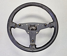 Used Original Porsche 911 912e 930 3 Spoke Black Leather Steering Wheel 1974-84
