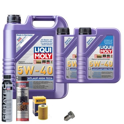 Motoröl 5W40 LIQUI MOLY 7L+HENGST Ölfilter+Spülung+Cera Tec+Ölablassschraube